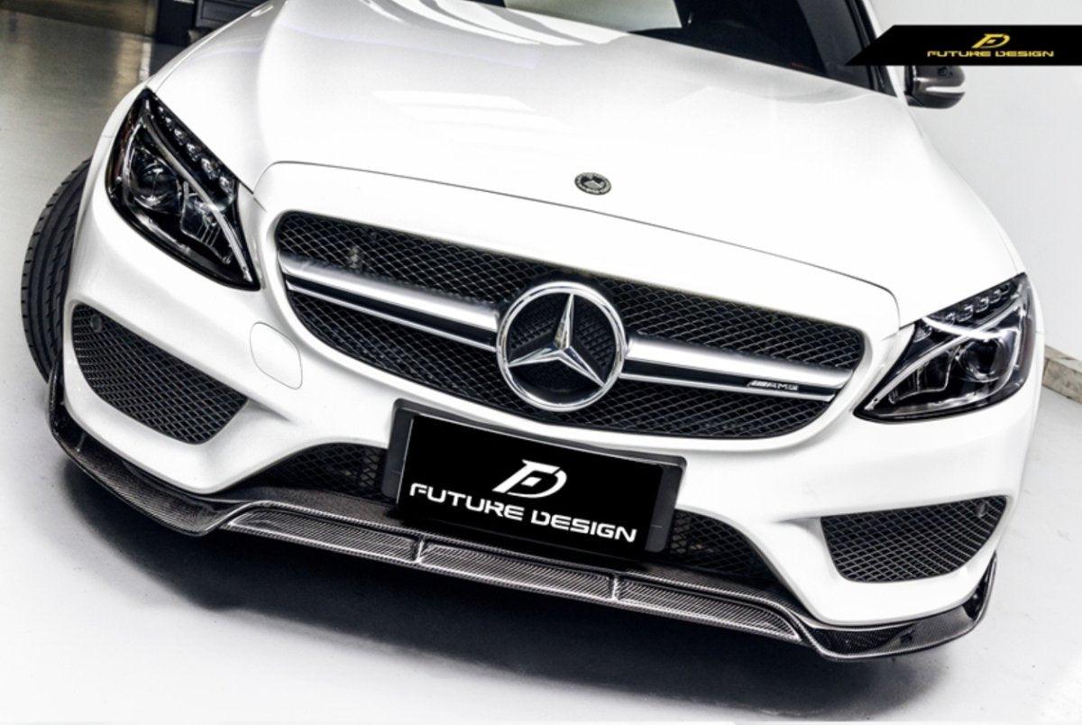mercedes c class front lip BSV1 Carbon Fiber Compatible With C-Class/C43 (W205/C205/S205/A205) Same as OEM quality Benz C/43/400/300 W205 Coupe Sedan