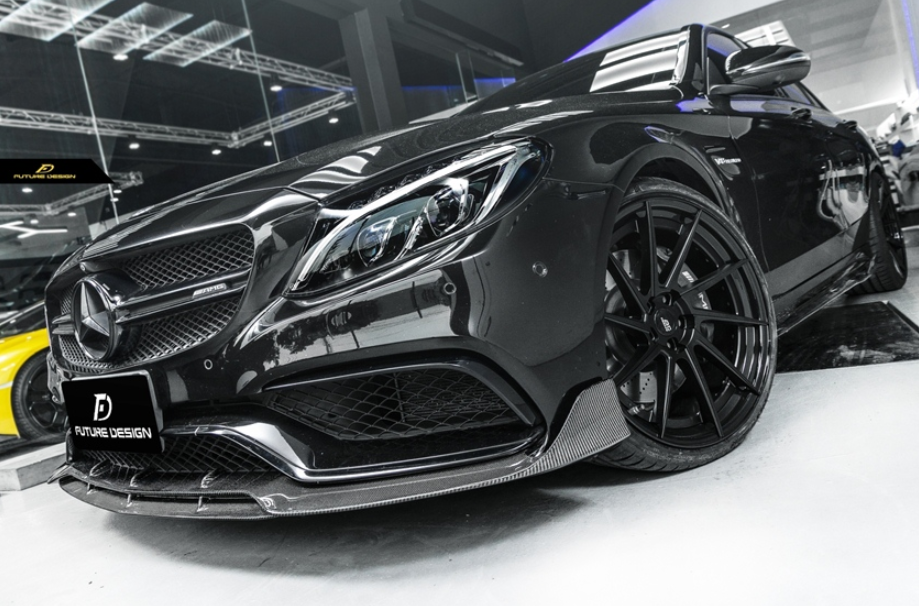 Future Design Carbon B Style Carbon Fiber Front Lip for W205 C63 C63S AMG Sedan Coupe 2015-2021