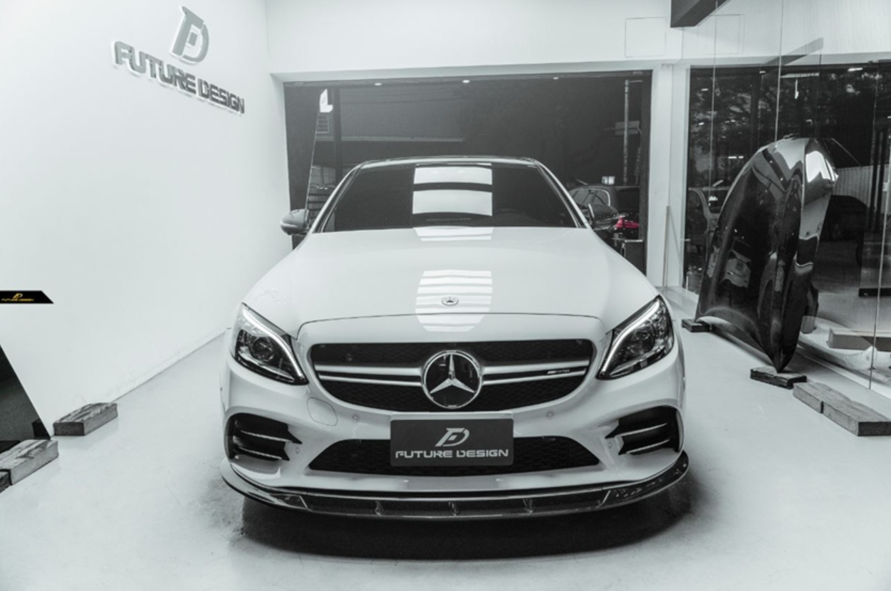 Future Design Carbon Carbon Fiber Front Lip FD Style for Mercedes Benz W205 C300 with Sport Package 2019-ON