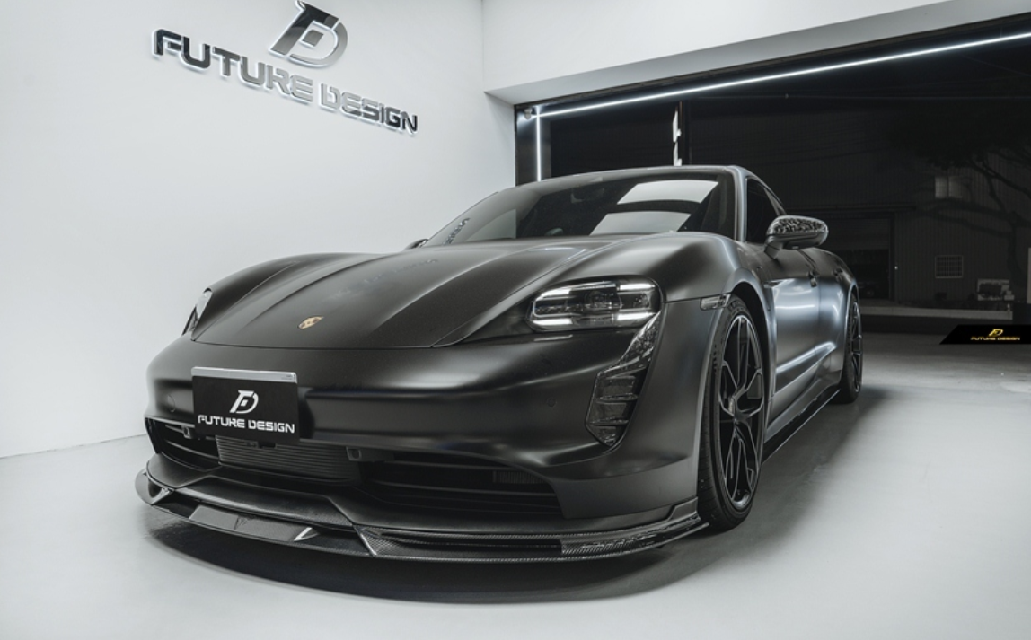 Future Design FD V2 Carbon Fiber FRONT LIP SPLITTER for Porsche Taycan Base & 4S
