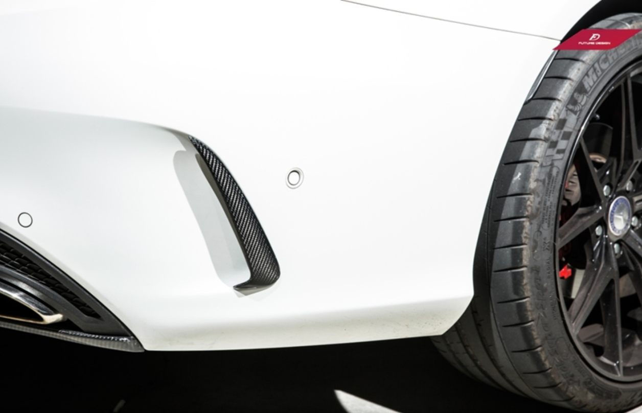 Future Design Carbon Fiber Rear Bumper Canards Valences Trim for W205 C300 C43 C63 AMG Sedan 2015-ON