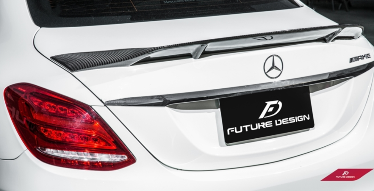 Future Design Carbon Carbon Fiber Rear Spoiler R Style for Mercedes Benz 2015-ON W205 C300 C43 C63 Sedan 4 Door Coupe 2 Door