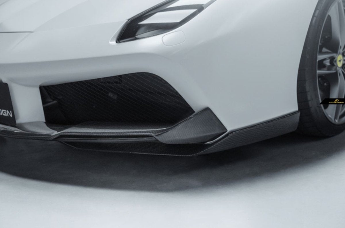 Future Design Carbon Ferrari 488 GTB Carbon Fiber Front Lip (3 Pcs) - Performance SpeedShop