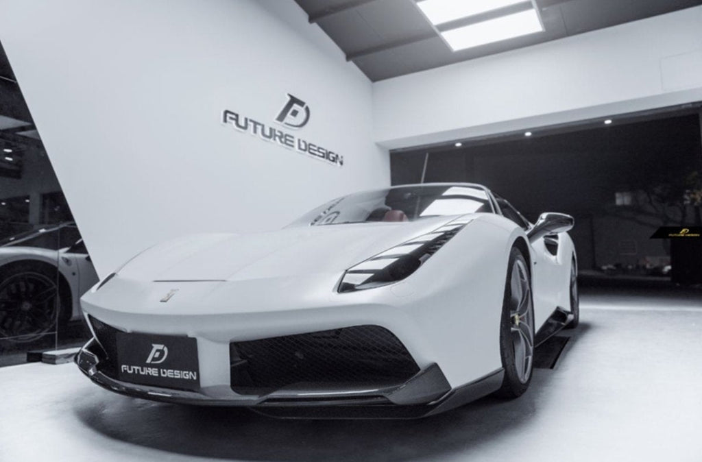 Future Design Carbon Ferrari 488 GTB Carbon Fiber Front Lip (3 Pcs) - Performance SpeedShop