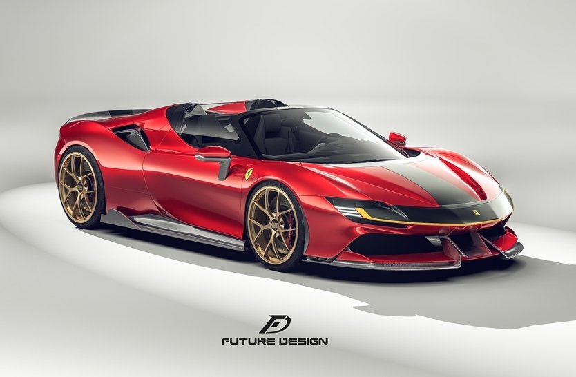Future Design Carbon Fiber FRONT LIP SPLITTER for Ferrari SF90 Stradale & Spider - Performance SpeedShop